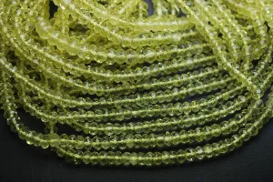 13 Inch Strands,Green Lemon Quartz Micro Faceted Rondells, 3mm Approx