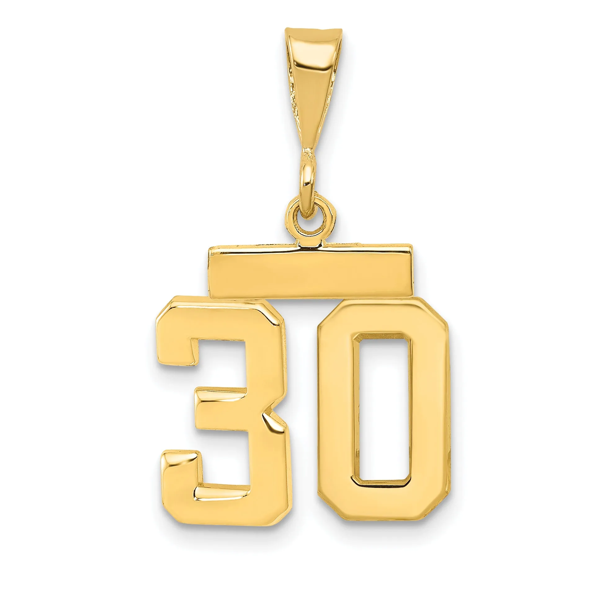 14k yellow gold small polished number 30 charm