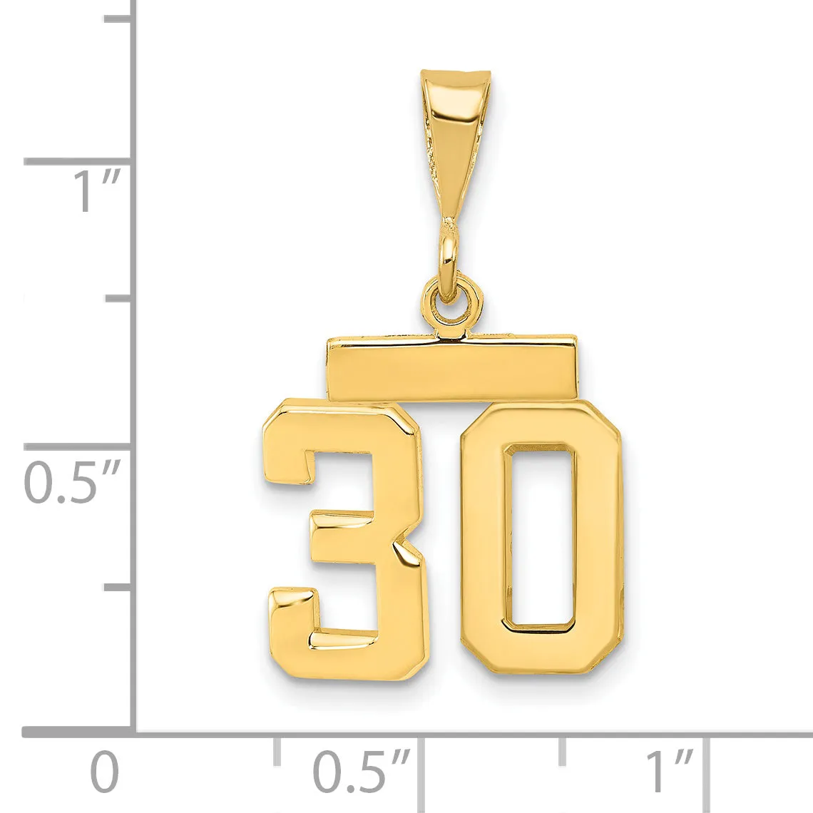 14k yellow gold small polished number 30 charm