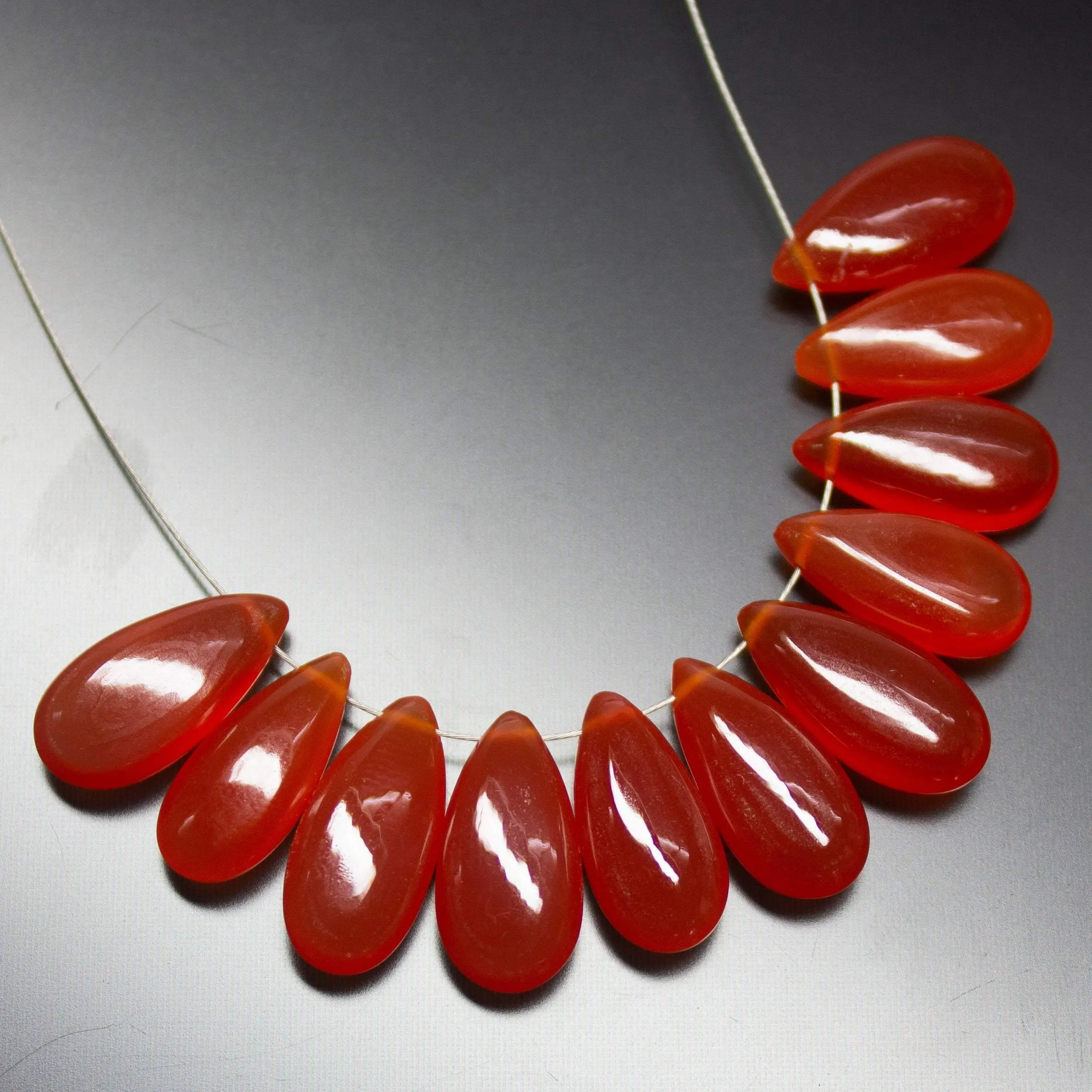 2 Matched Pair Finest Quality Red Onyx Smooth Pear Shape Briolettes, 15X7mm Size, Onyx Beads
