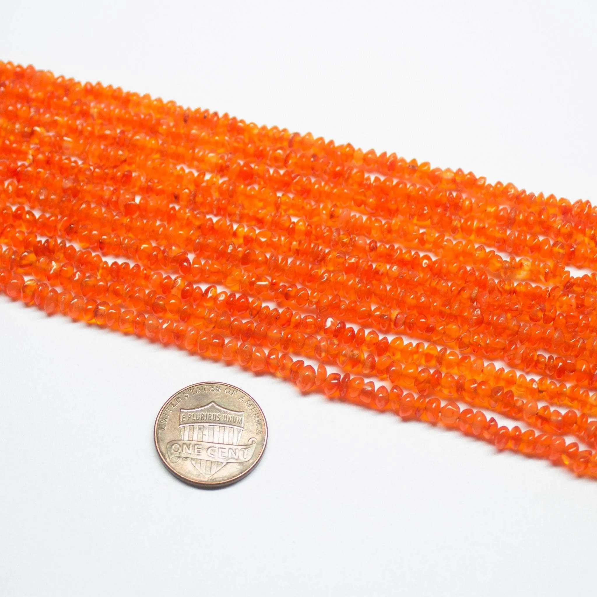 4 Strand Orange Carnelian Smooth Rondelle Loose Gemstone Spacer Beads 14" 3-4mm