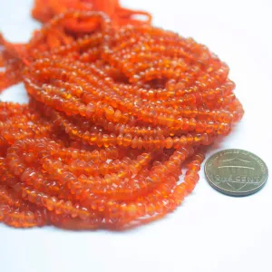 4 Strand Orange Carnelian Smooth Rondelle Loose Gemstone Spacer Beads 14" 3-4mm