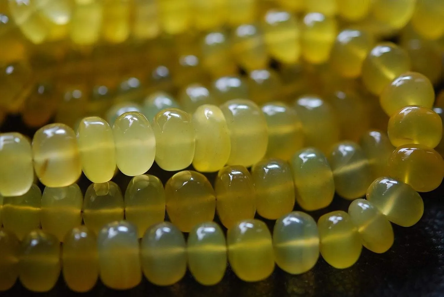 7 Inches Strand,Yellow Chalcedony Smooth Rondelles Shape, 8-12mm