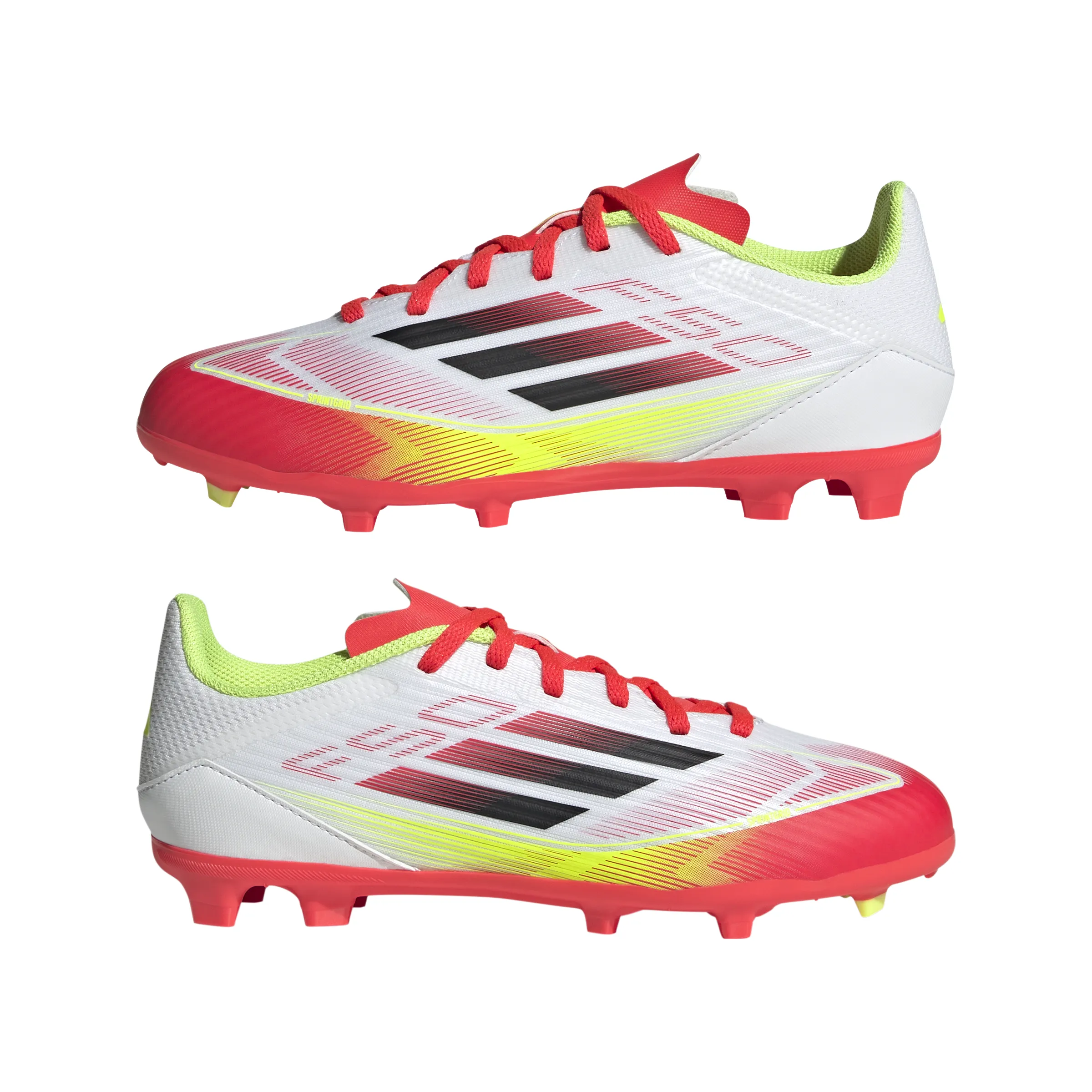 Adidas Kids F50 League Firm/Multi-Ground Boots - White/Black/Yellow