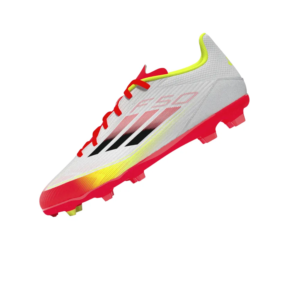 Adidas Kids F50 League Firm/Multi-Ground Boots - White/Black/Yellow