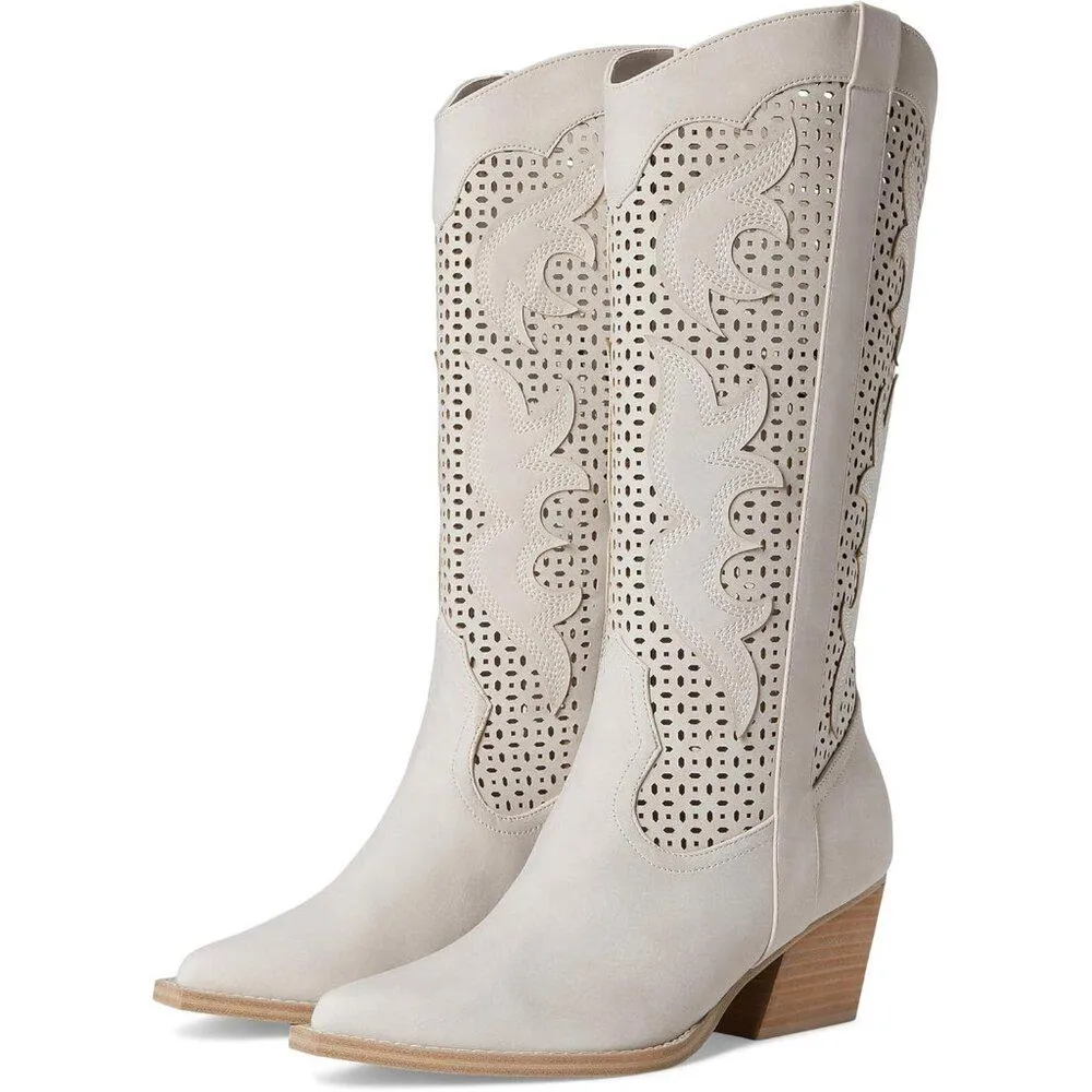 Alamo Light Grey Western Cowboy Knee High Boots