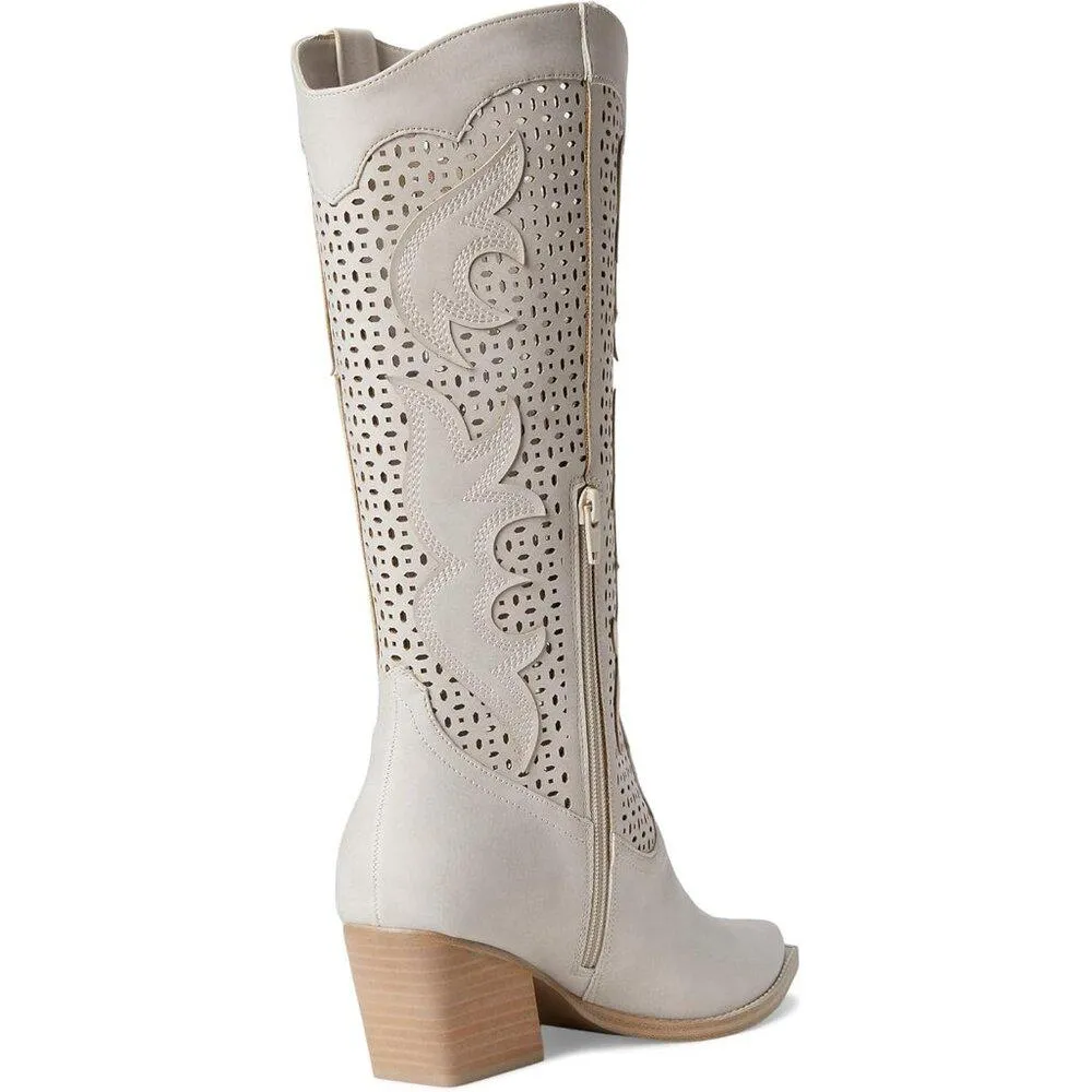 Alamo Light Grey Western Cowboy Knee High Boots