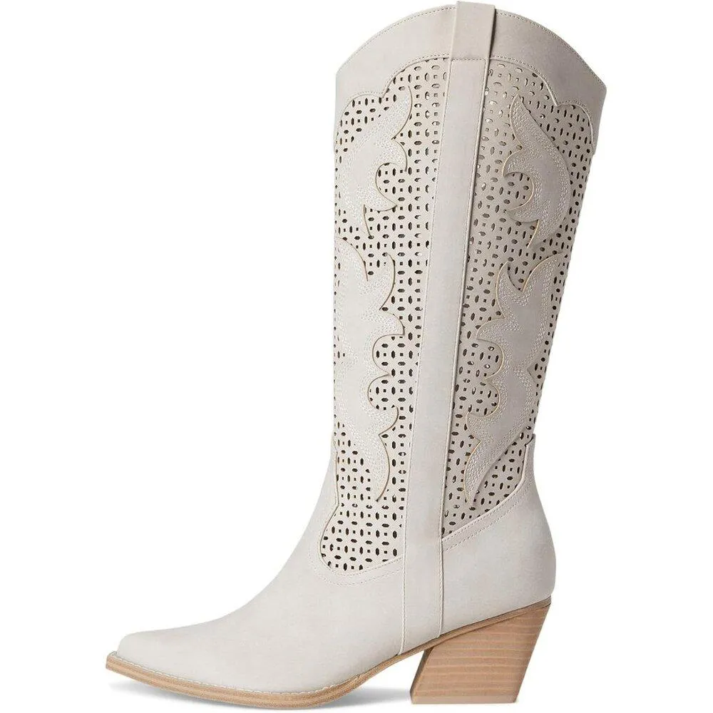 Alamo Light Grey Western Cowboy Knee High Boots