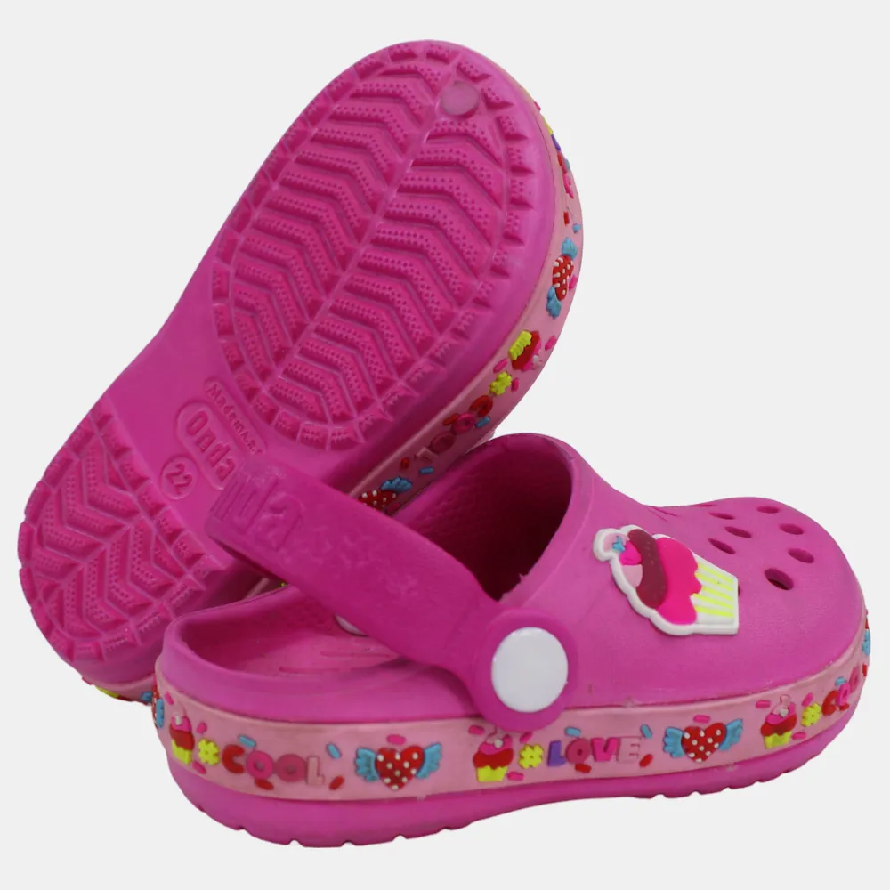 BABY Girls Rubber Clog – Fuchsia Ice Cream Print