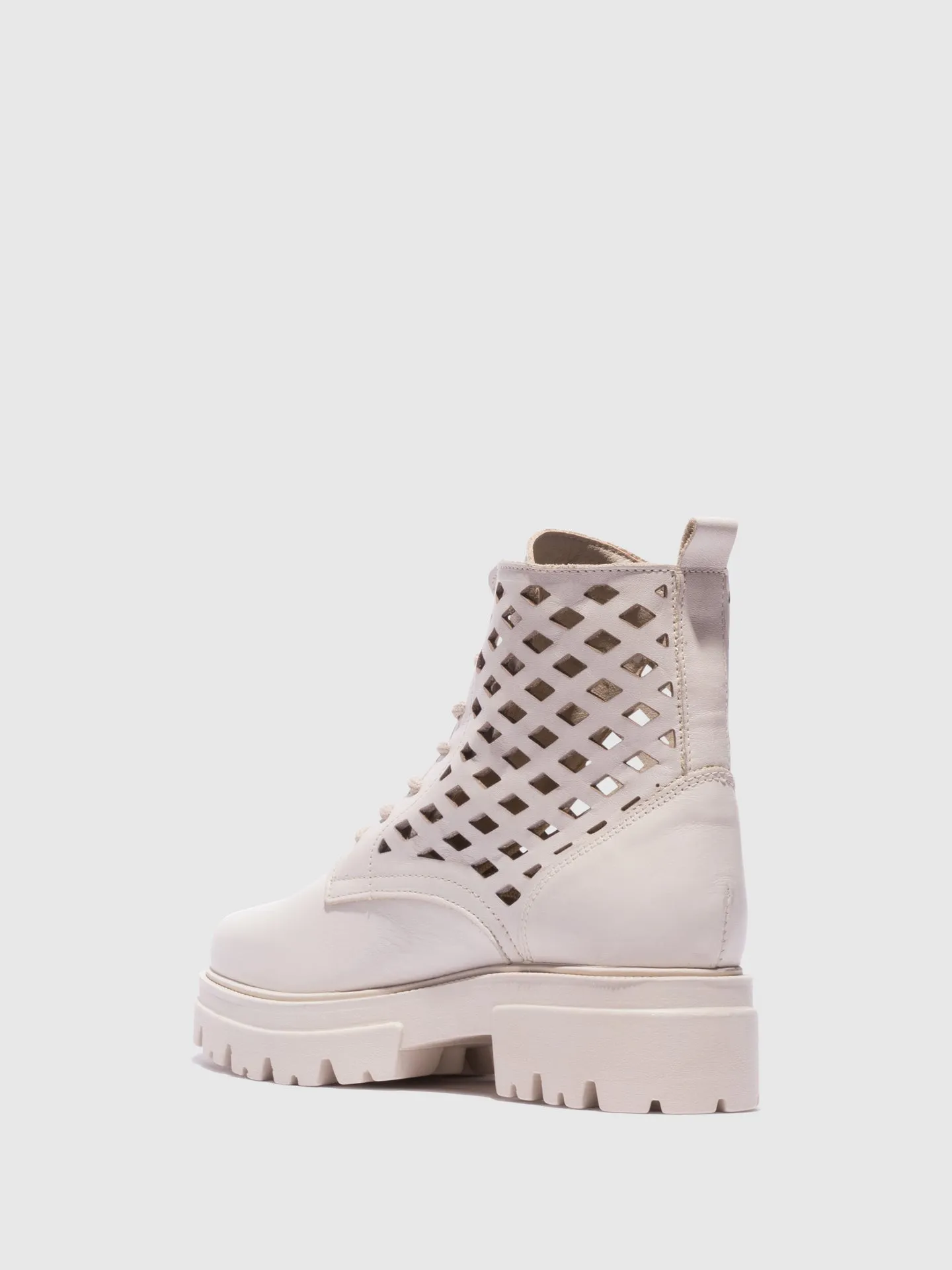 Beige Lace-up Ankle Boots