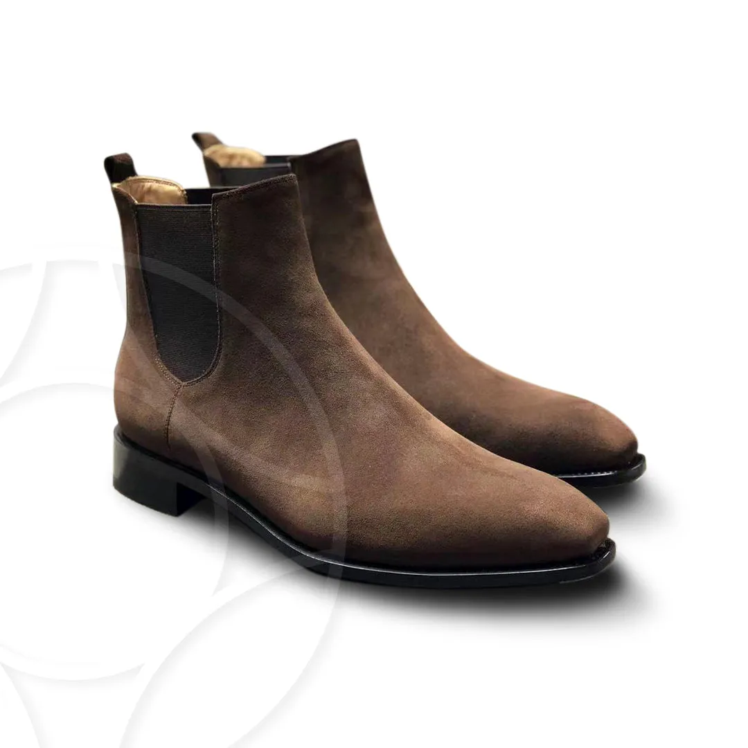 BENJAMIN Premium Suede Chelsea Boots, Crafted in Hand Patina Leather