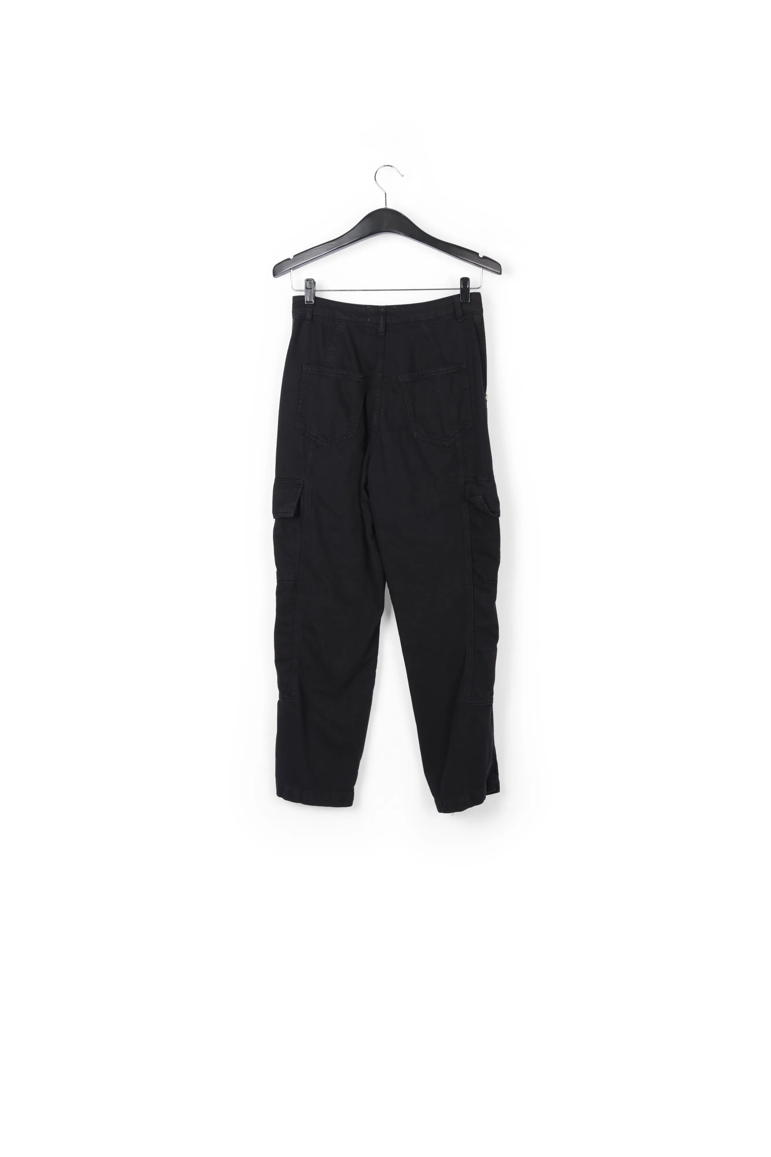 Black straight-leg cargo jeans