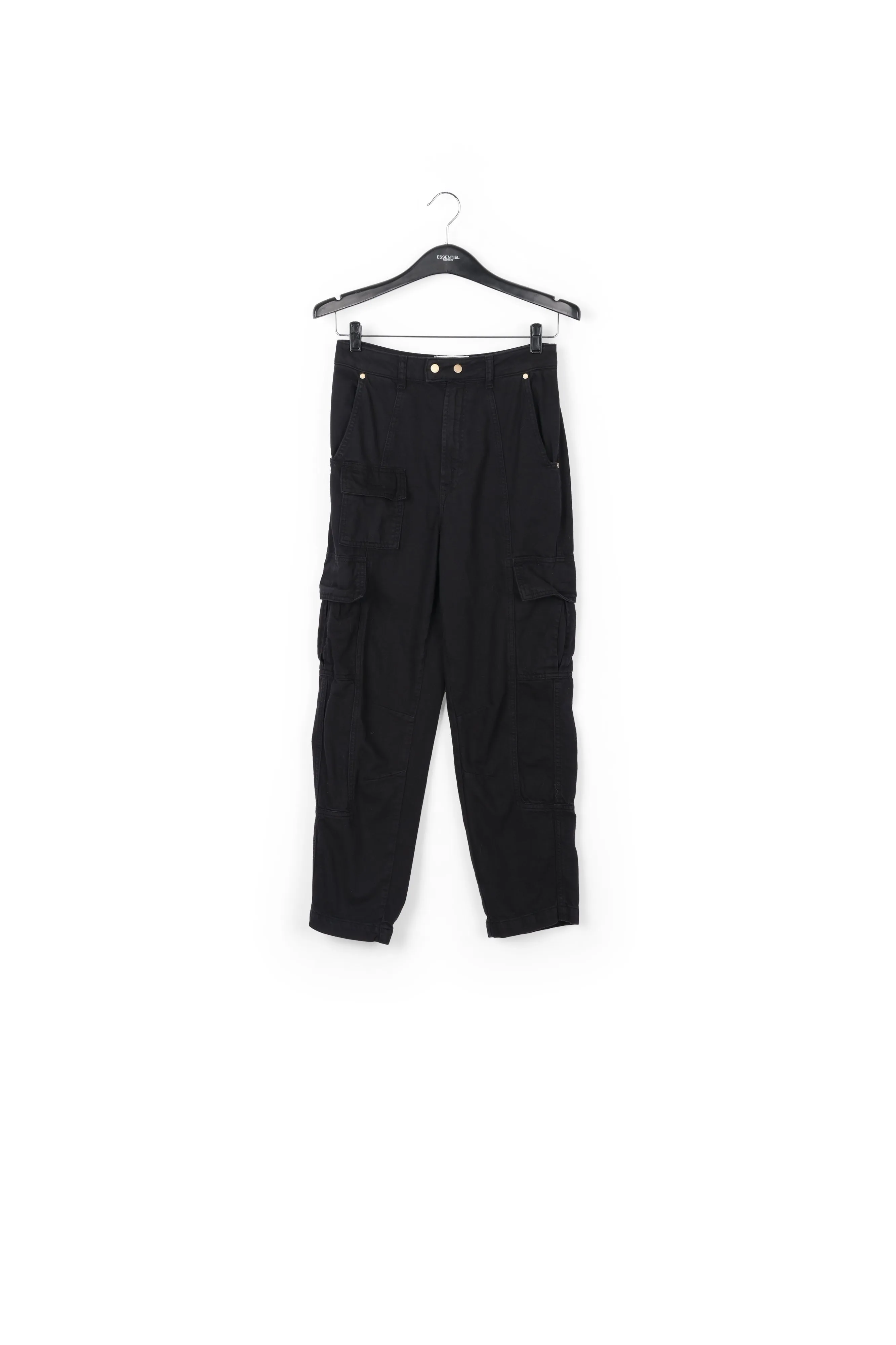 Black straight-leg cargo jeans