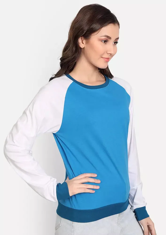 Blue Colourblock Full Sleeve Sweatshirt