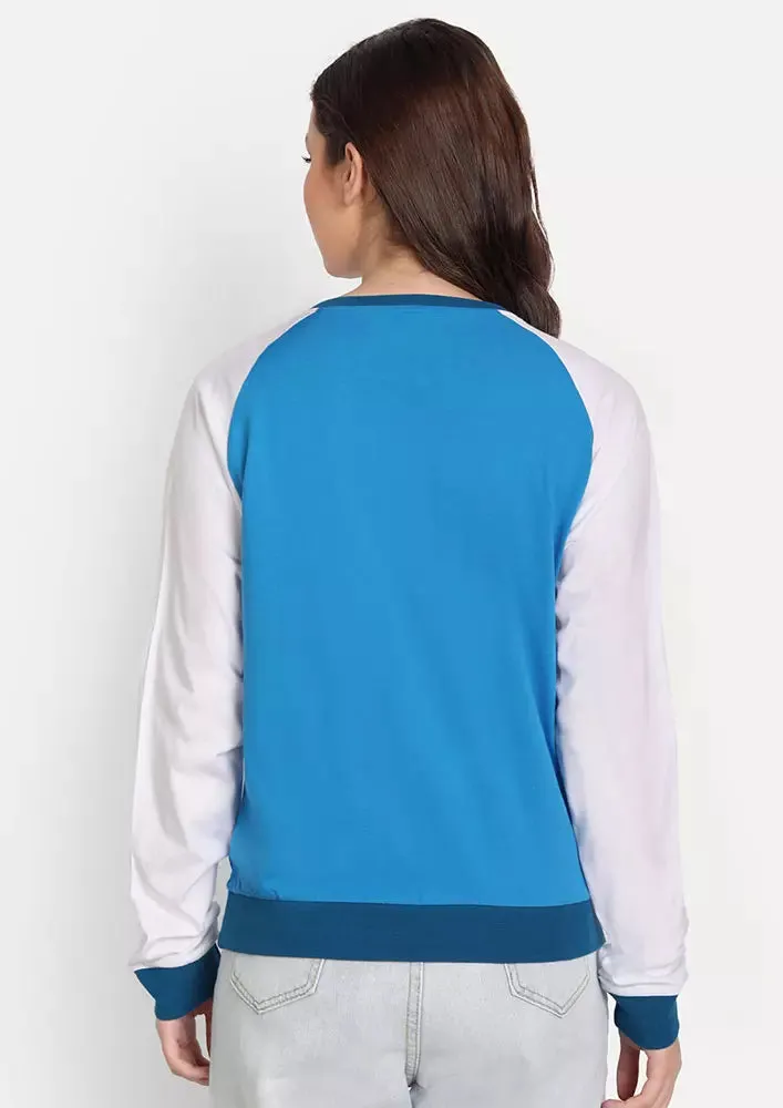 Blue Colourblock Full Sleeve Sweatshirt