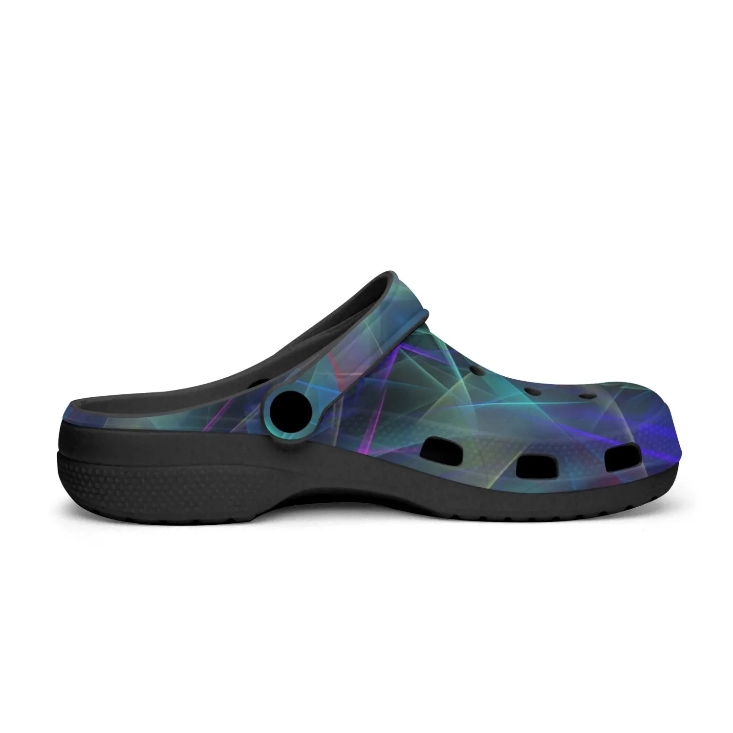 Blue Lines Art Black Unisex Rubber Shoes up to size 12