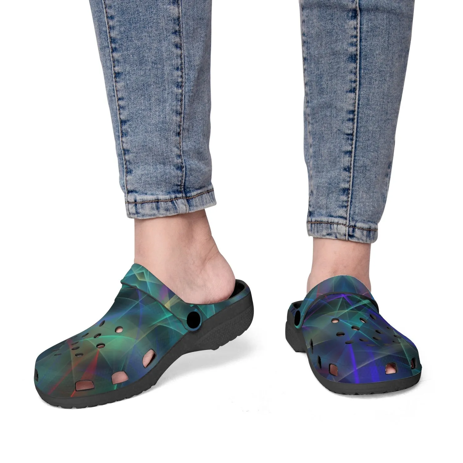Blue Lines Art Black Unisex Rubber Shoes up to size 12