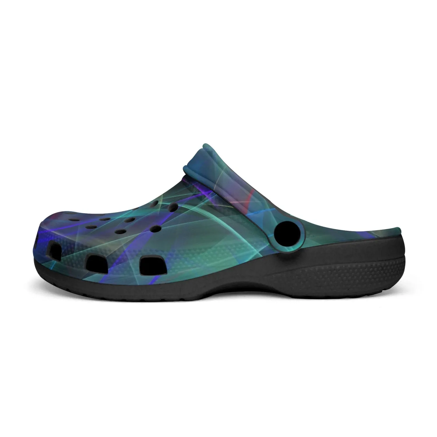 Blue Lines Art Black Unisex Rubber Shoes up to size 12