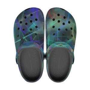 Blue Lines Art Black Unisex Rubber Shoes up to size 12