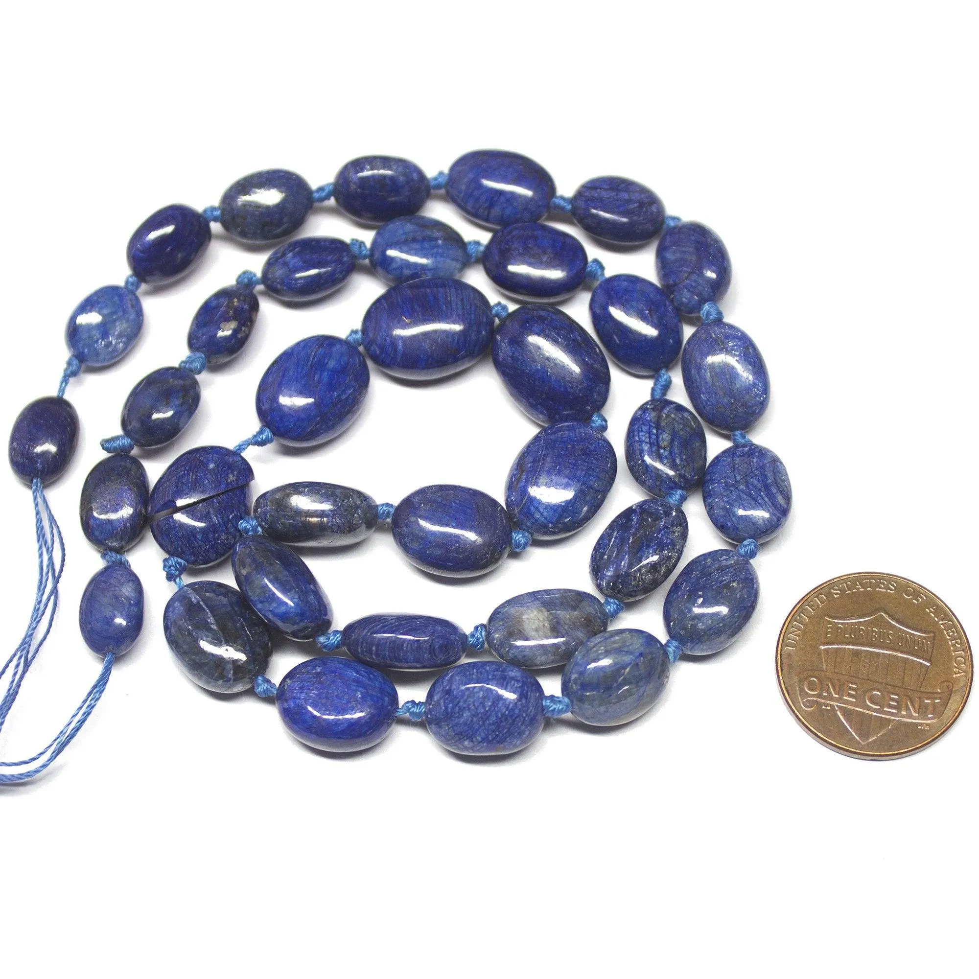 Blue Sapphire Smooth Smooth Plain Oval Loose Gemstone Beads 10-13mm 9"