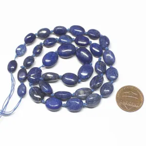 Blue Sapphire Smooth Smooth Plain Oval Loose Gemstone Beads 10-13mm 9"