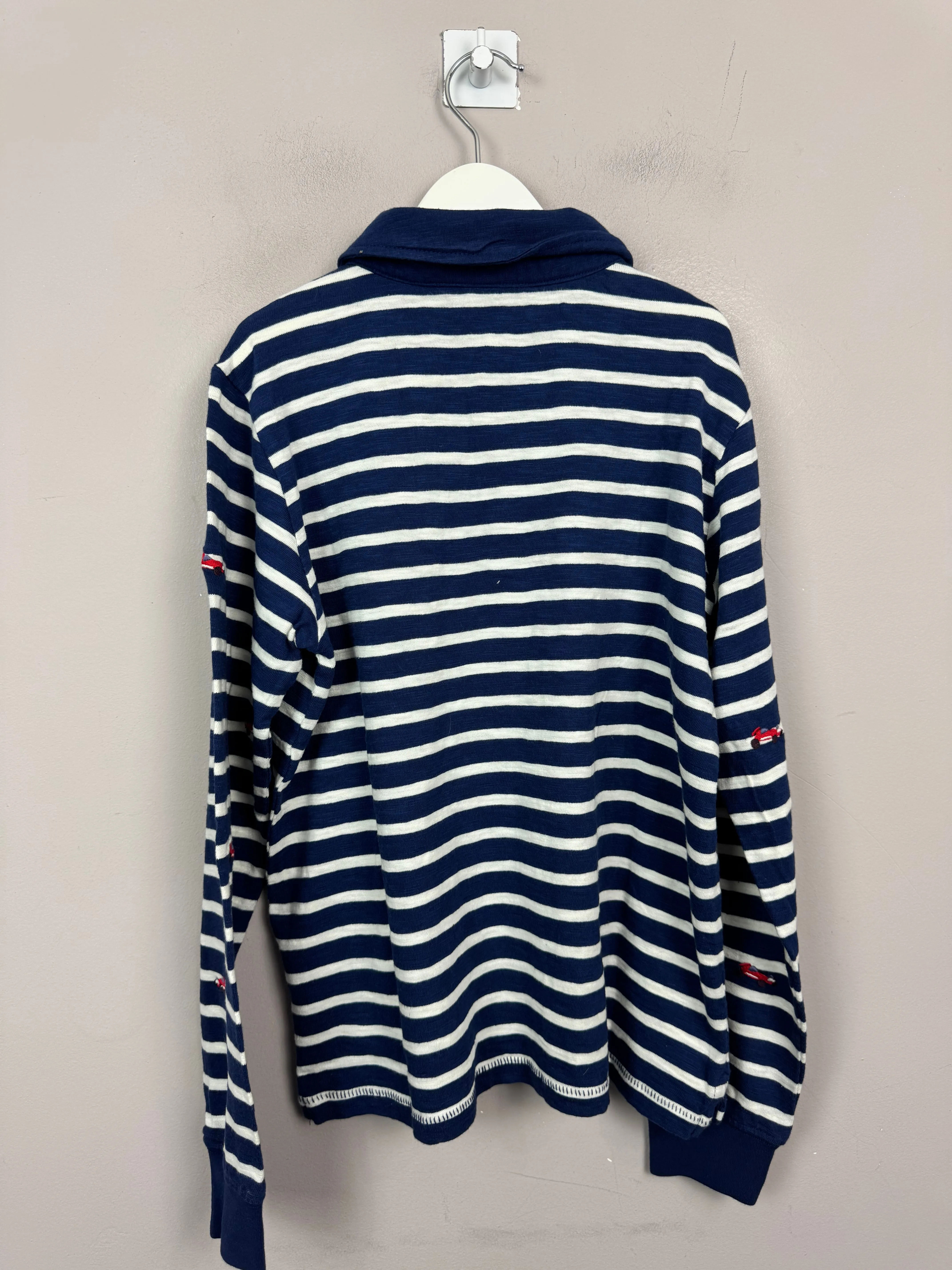 Boden Navy Stripe Racing Car Polo 11-12y