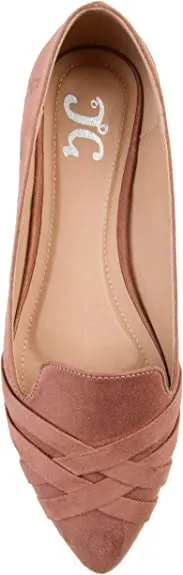 Brinley Co. Womens Pointed Toe Flat Blush, 11 Regular US