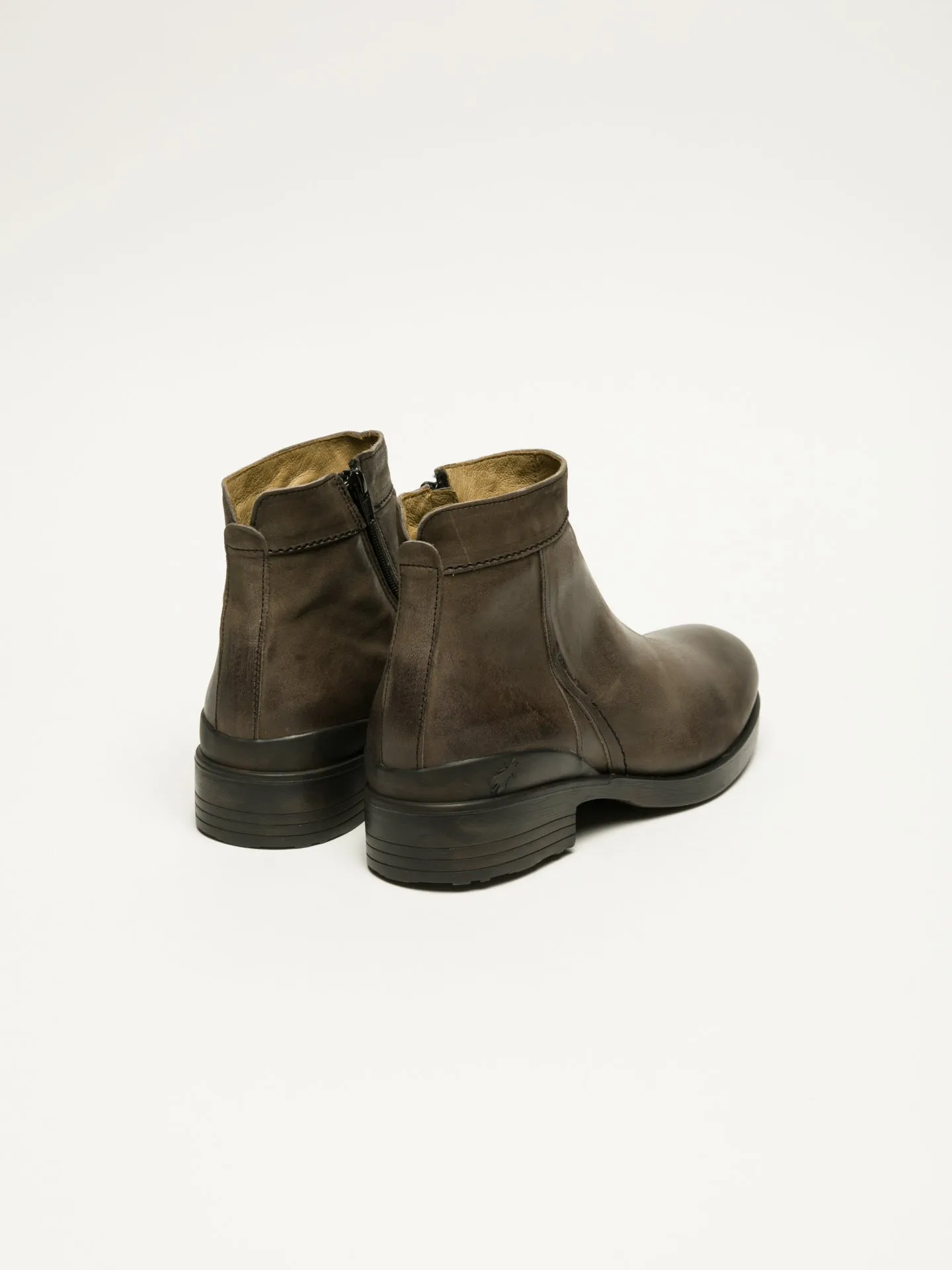 Brown Zip Up Ankle Boots