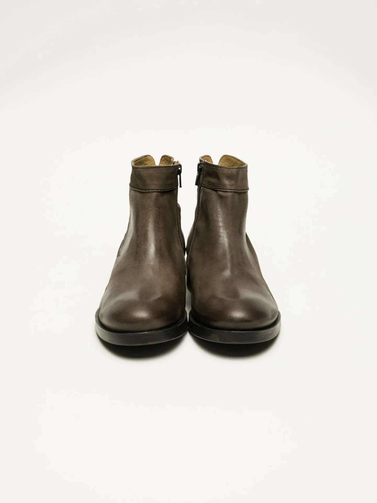 Brown Zip Up Ankle Boots