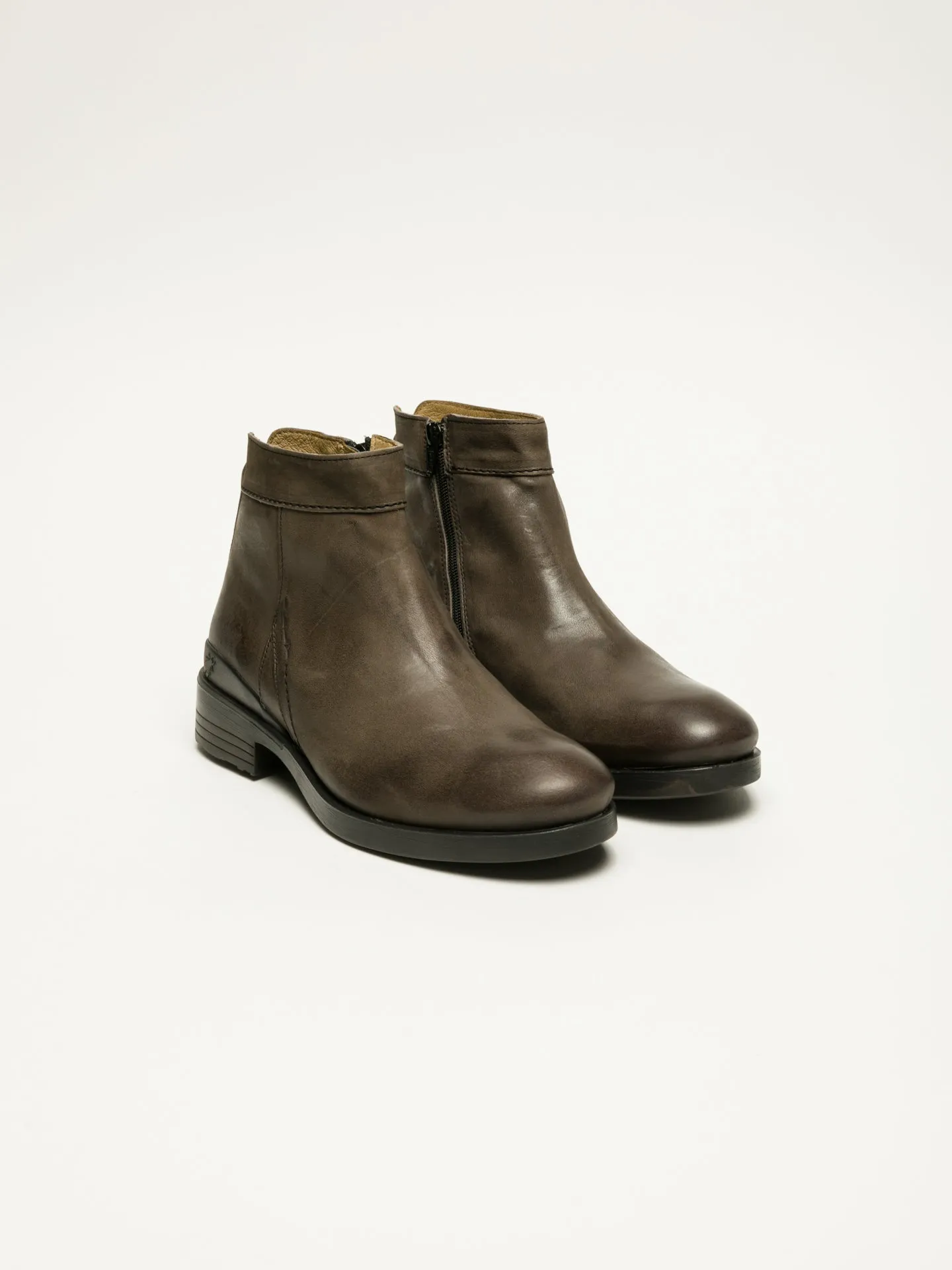 Brown Zip Up Ankle Boots
