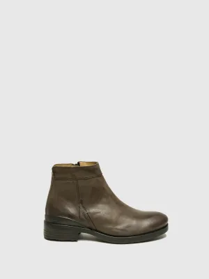 Brown Zip Up Ankle Boots