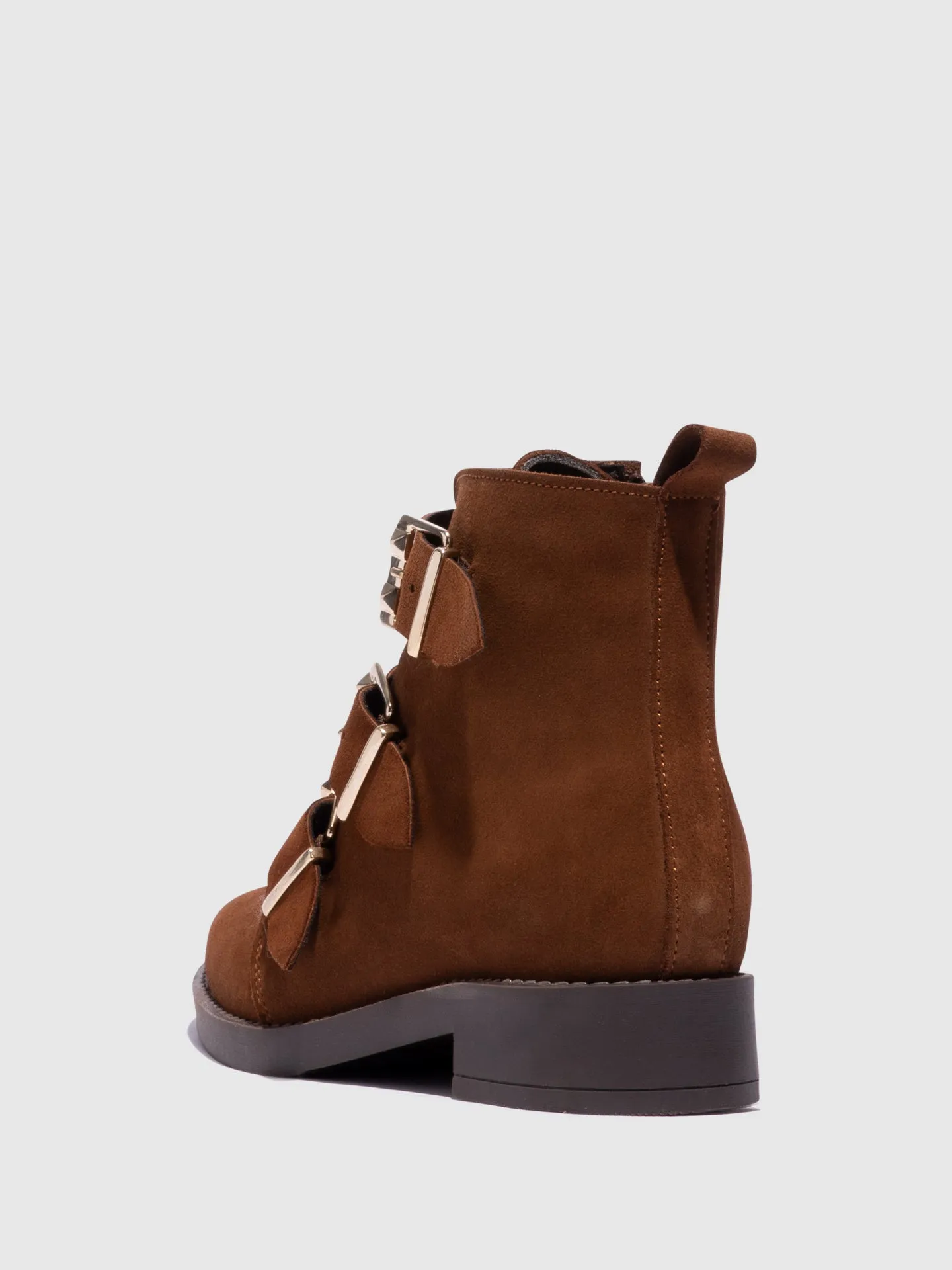 Camel Buckle Ankle Boots