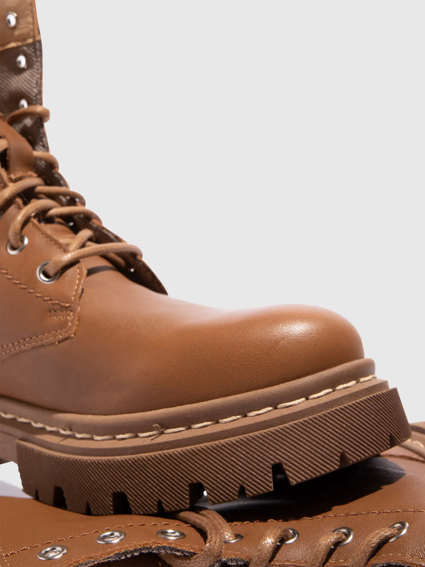 Camel Lace-up Ankle Boots