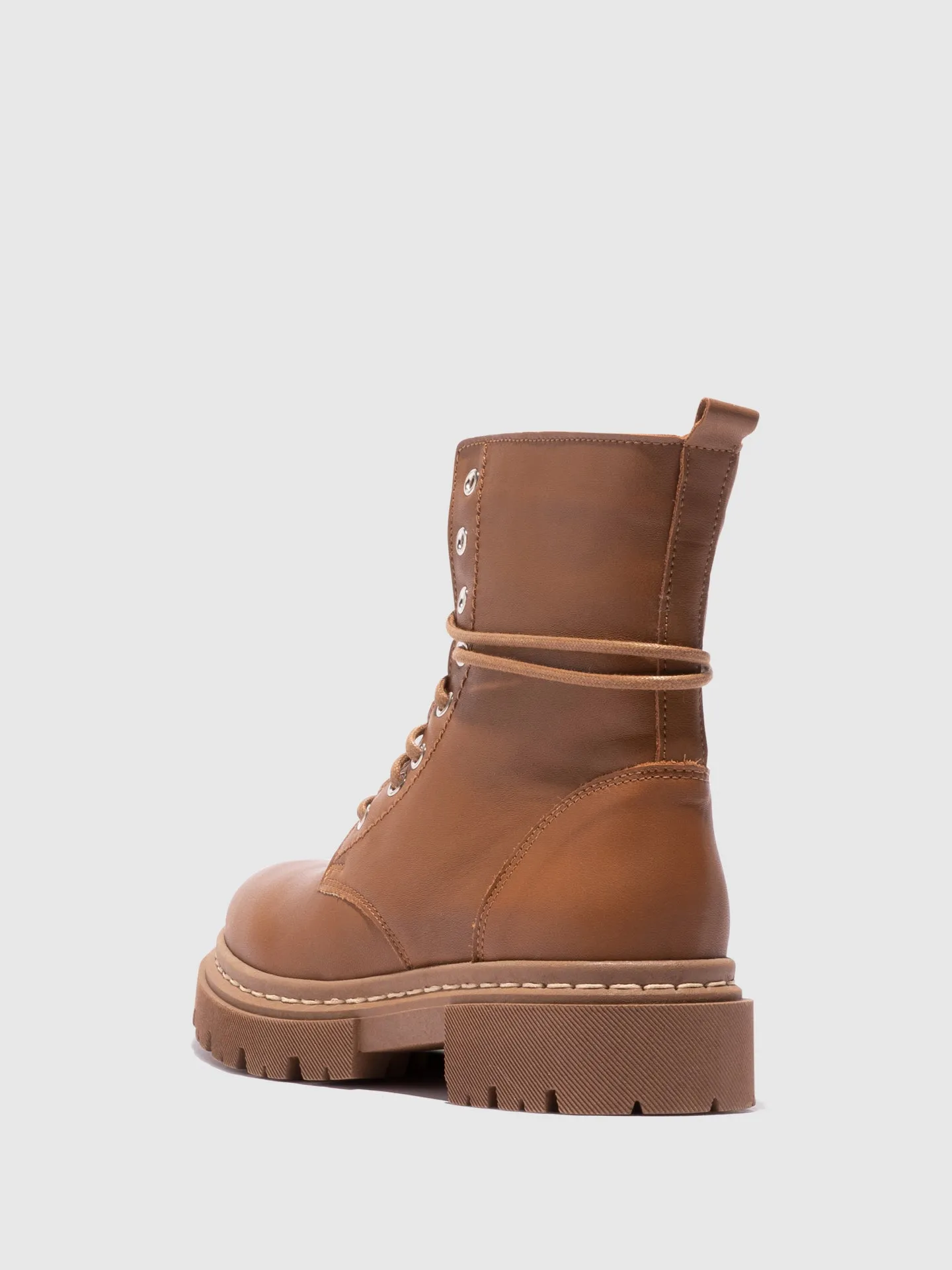 Camel Lace-up Ankle Boots