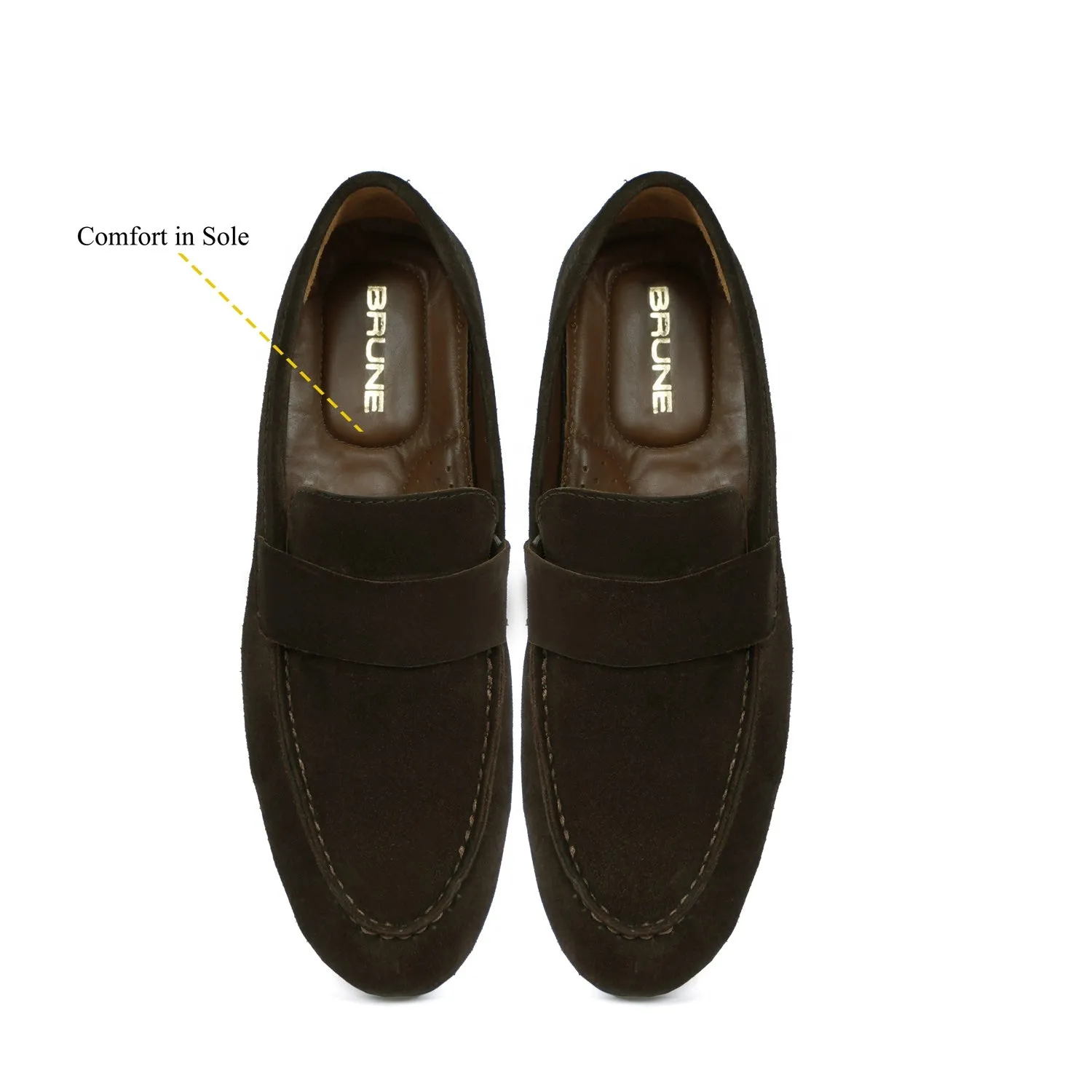 Casual Round Toe Penny Loafer in Dark Brown Suede Leather