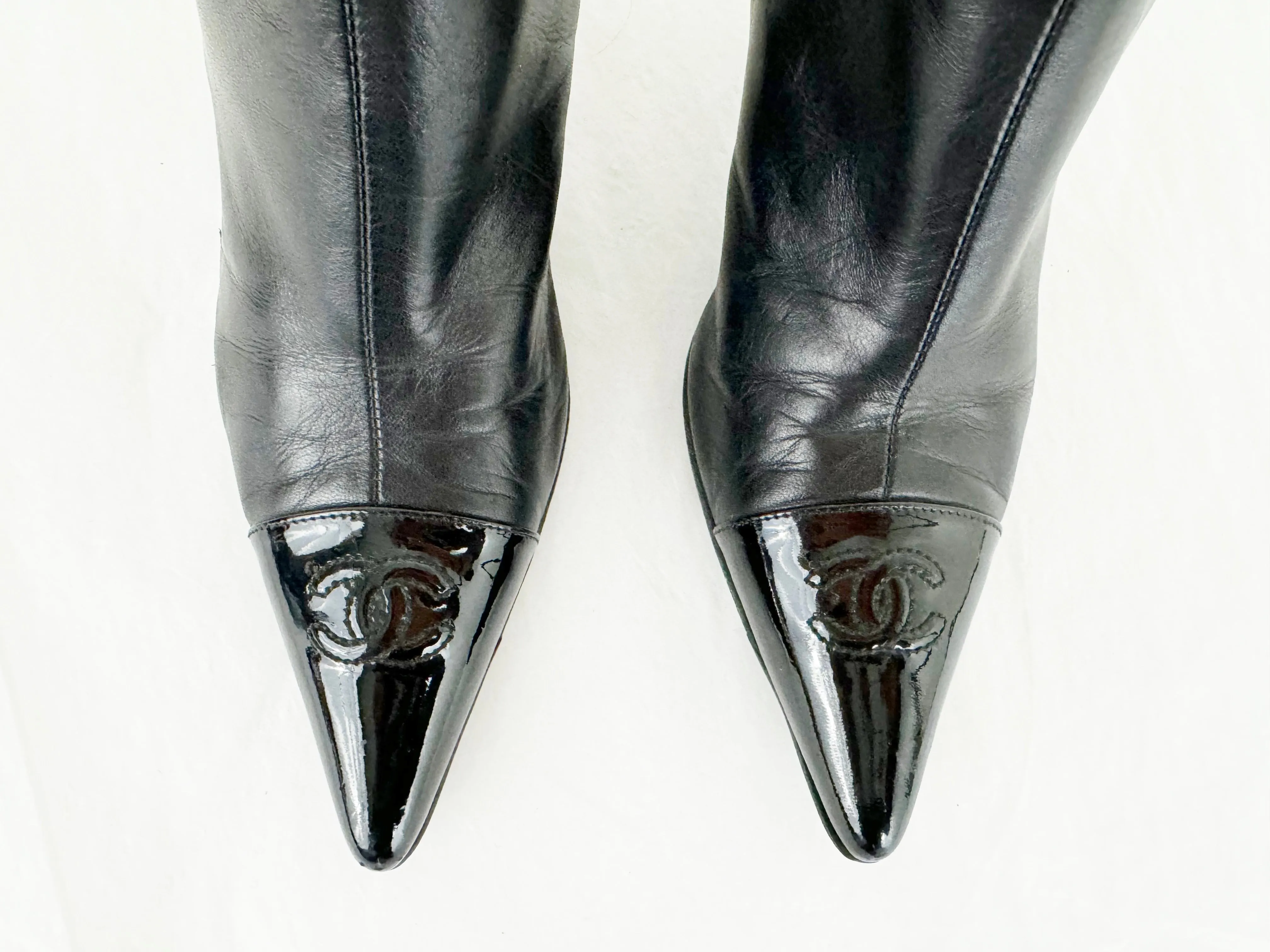 Chanel Black Cap-Toe Bootie Size 7