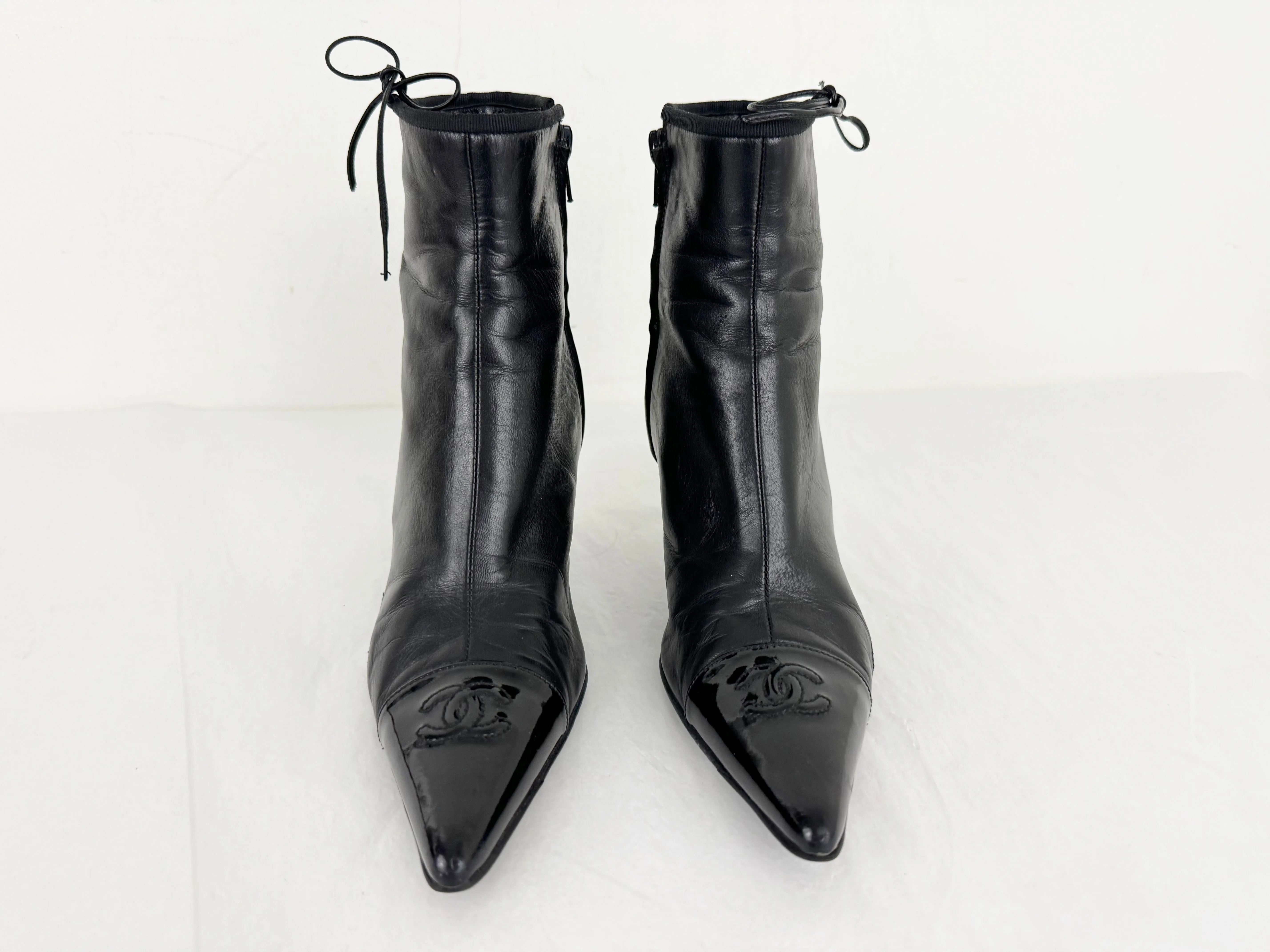 Chanel Black Cap-Toe Bootie Size 7