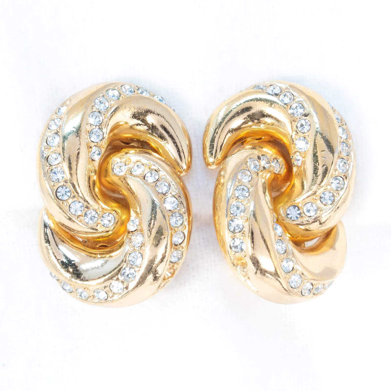 Christian Dior Smooth Rhinestone Knot Earrings