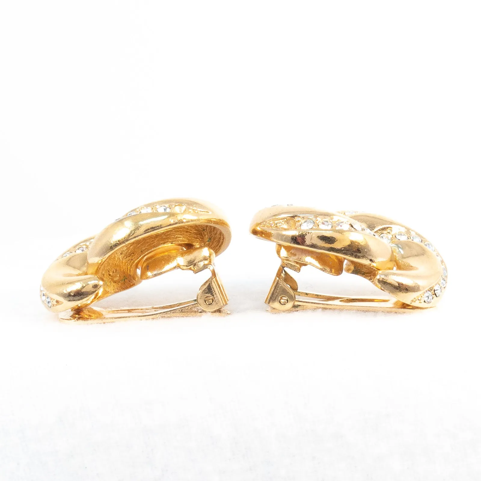 Christian Dior Smooth Rhinestone Knot Earrings