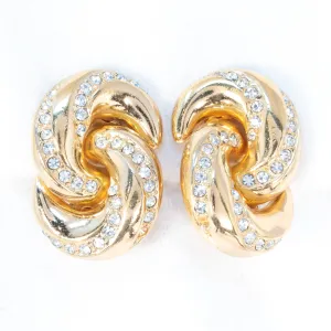 Christian Dior Smooth Rhinestone Knot Earrings