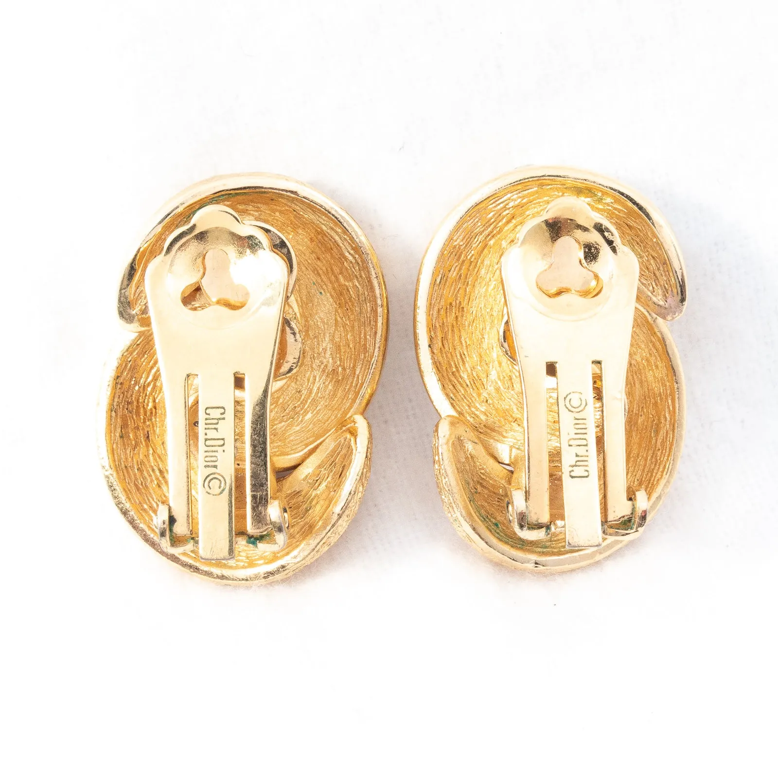 Christian Dior Smooth Rhinestone Knot Earrings