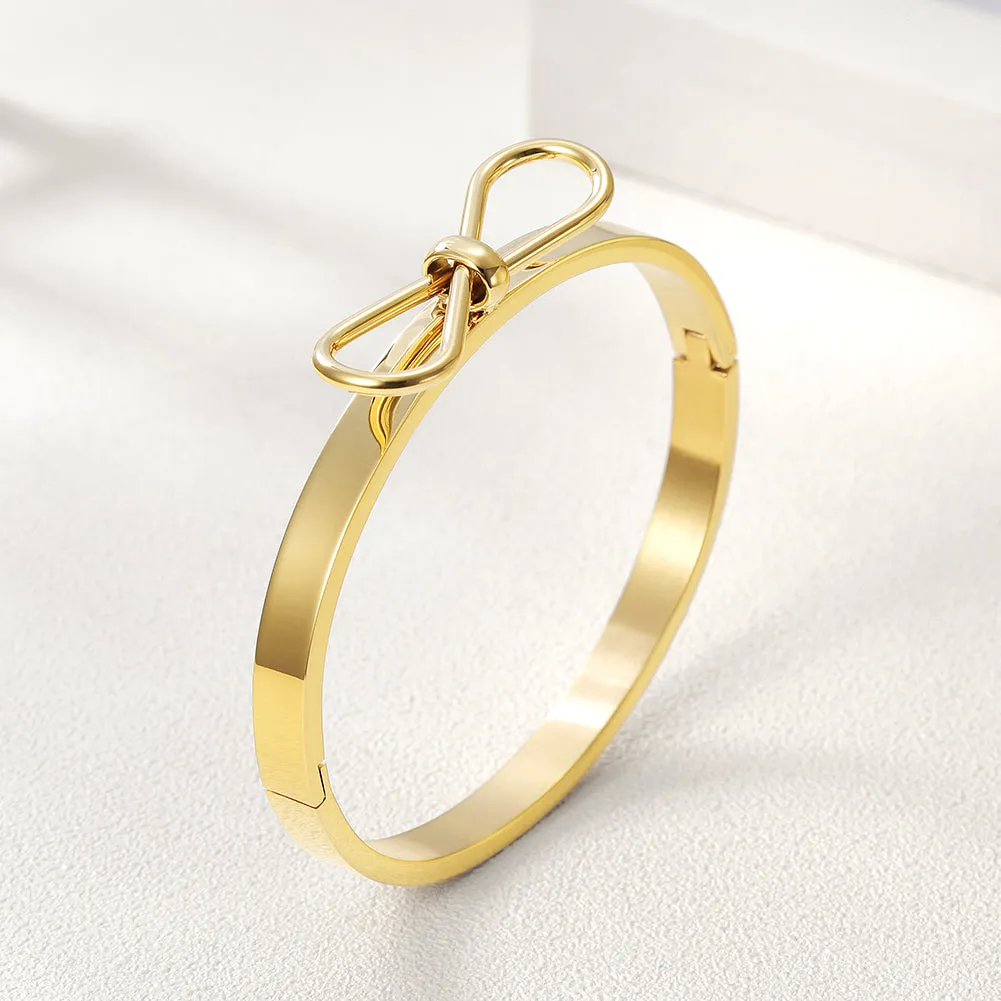 Circular smooth bow bracelet-NSB1578ST