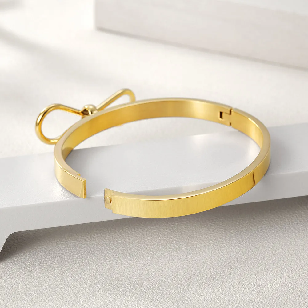 Circular smooth bow bracelet-NSB1578ST