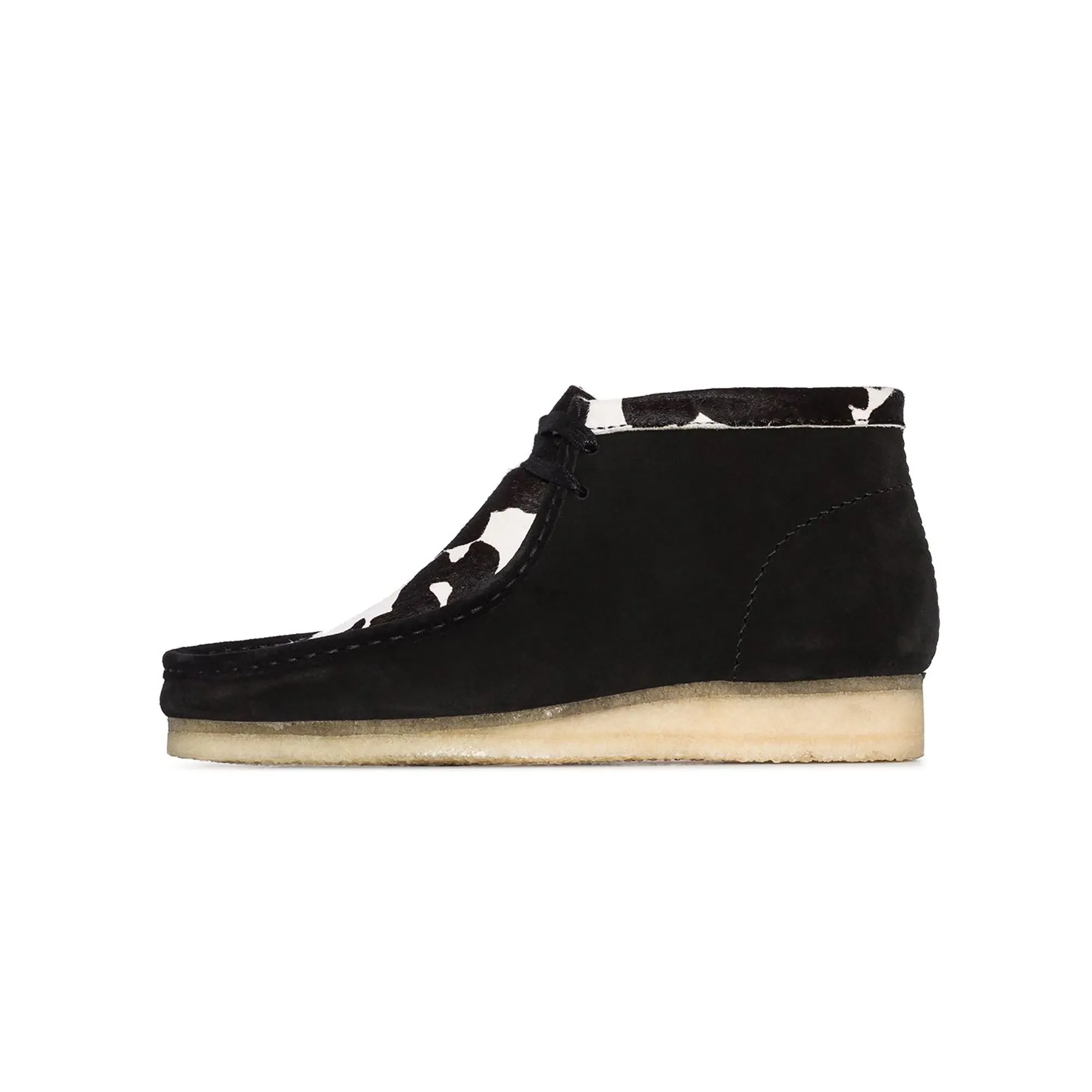 Clarks Men Wallabee Boot 'Black Cow Print' Shoes
