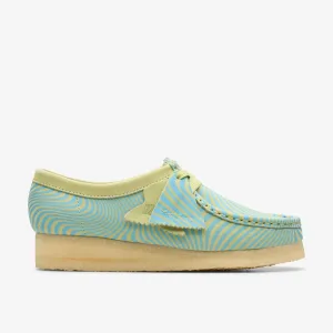 Clarks Women Wallabee Blue/Lime Print 26175834