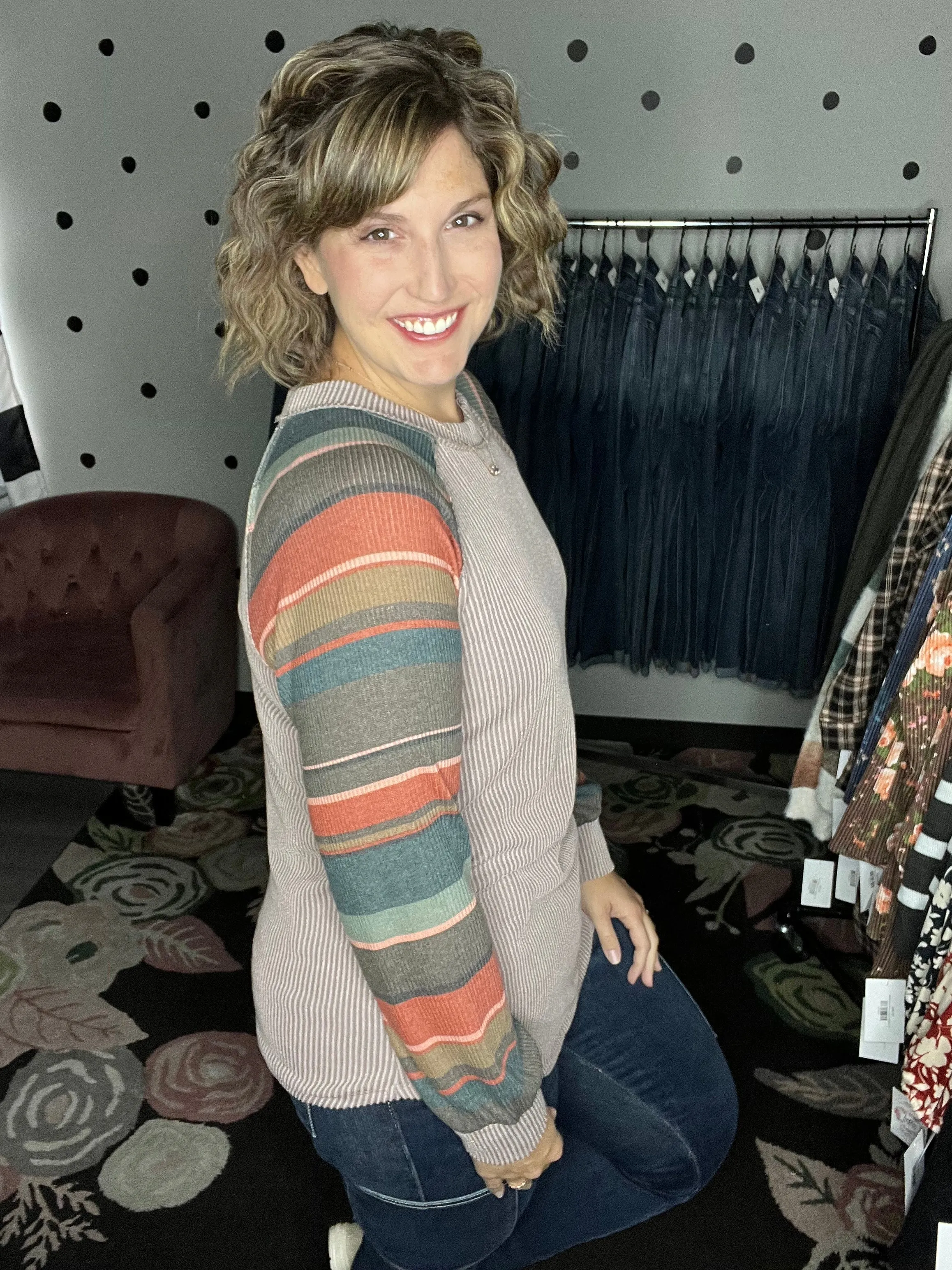 Cocoa & Stripes Ribbed Long Sleeve