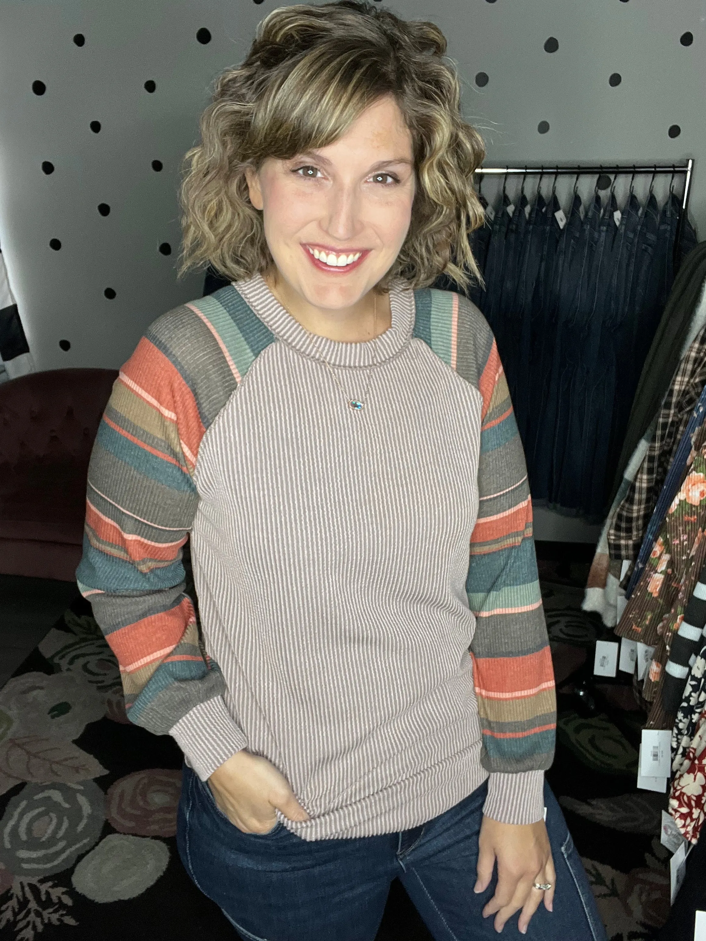Cocoa & Stripes Ribbed Long Sleeve