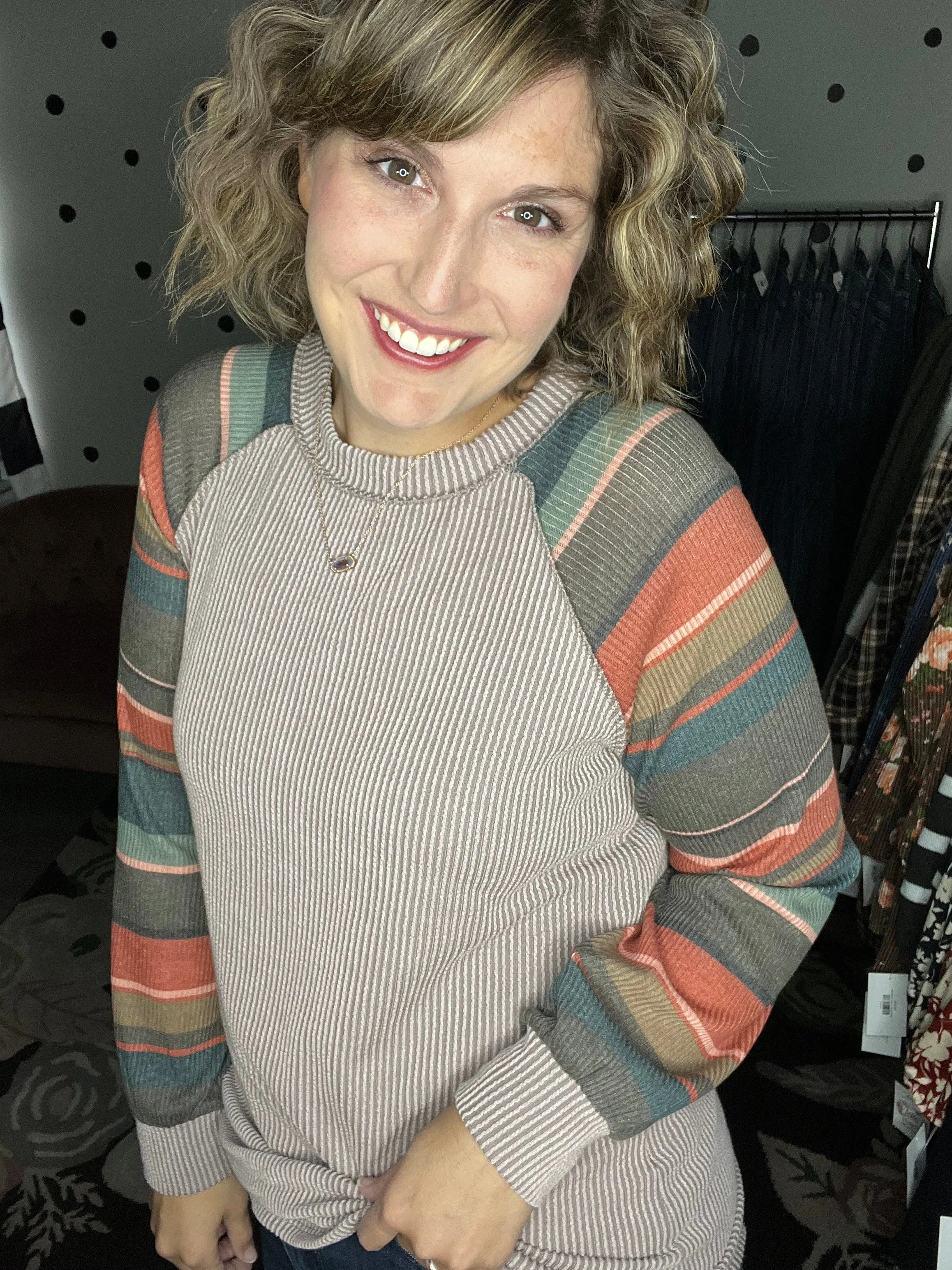 Cocoa & Stripes Ribbed Long Sleeve
