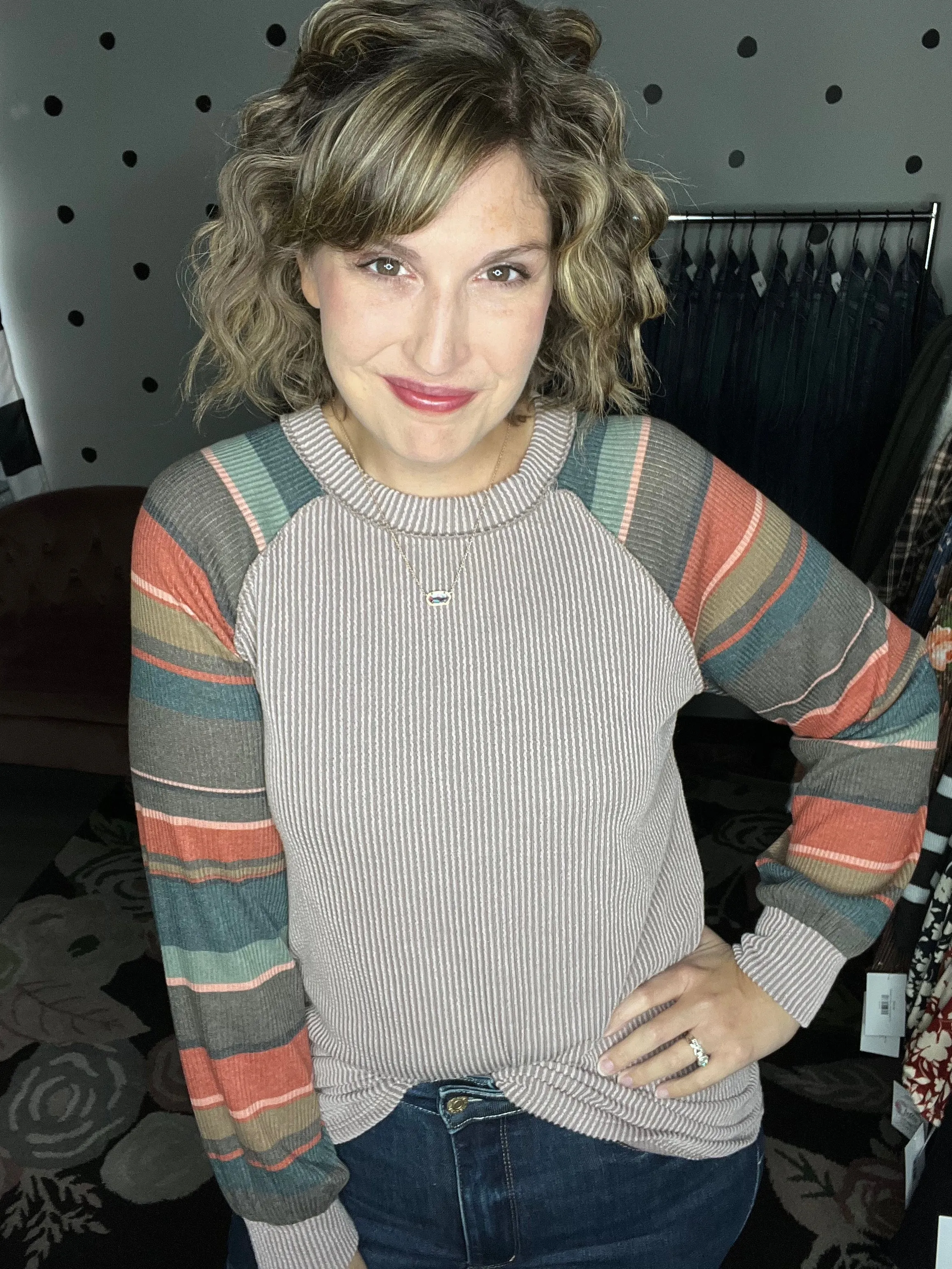 Cocoa & Stripes Ribbed Long Sleeve