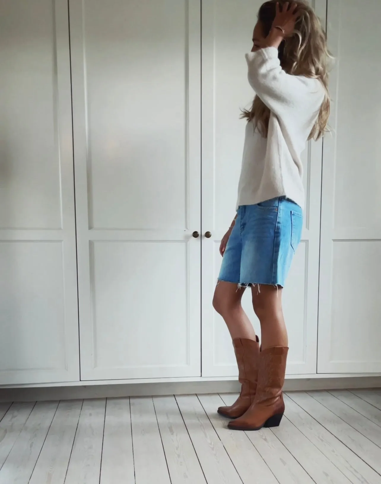 COWBOY BOOTS LEATHER - LIGHT BROWN